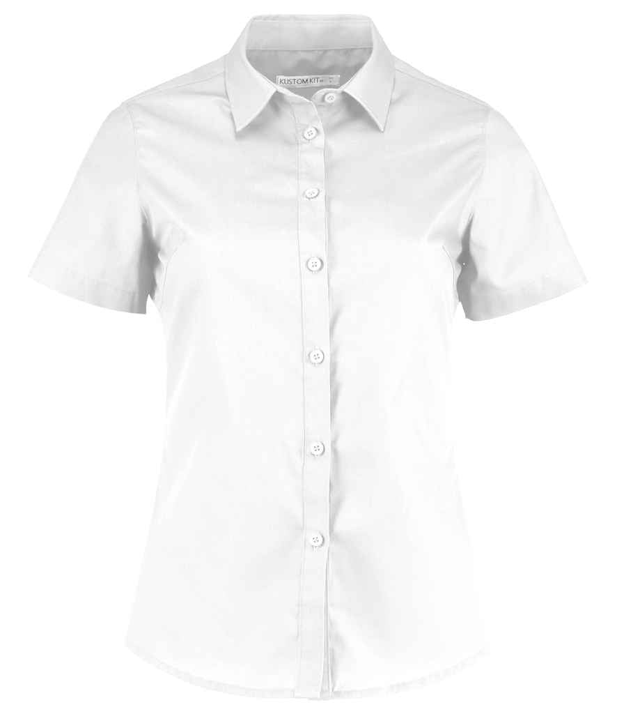 Kustom Kit Ladies Short Sleeve Tailored Poplin Shirt - White