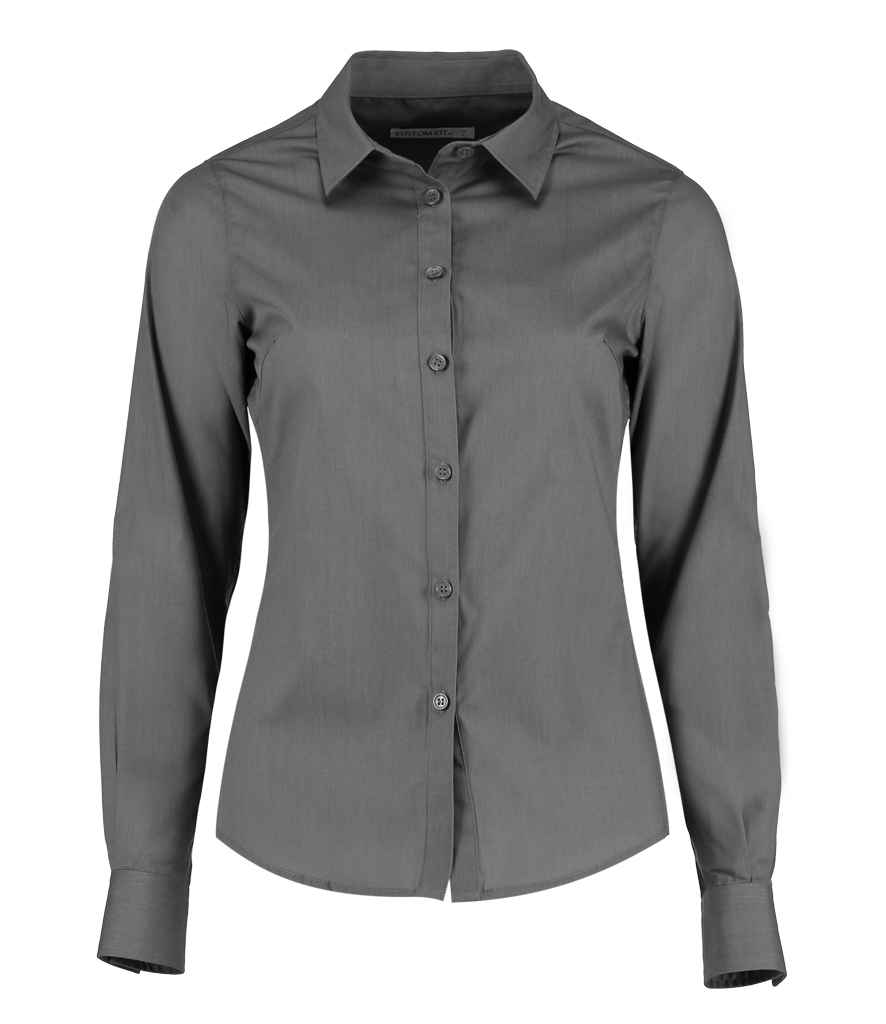 Kustom Kit Ladies Long Sleeve Tailored Poplin Shirt - Graphite Grey
