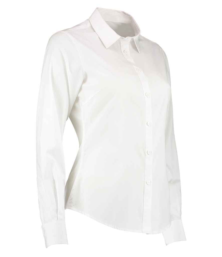Kustom Kit Ladies Long Sleeve Tailored Poplin Shirt - White