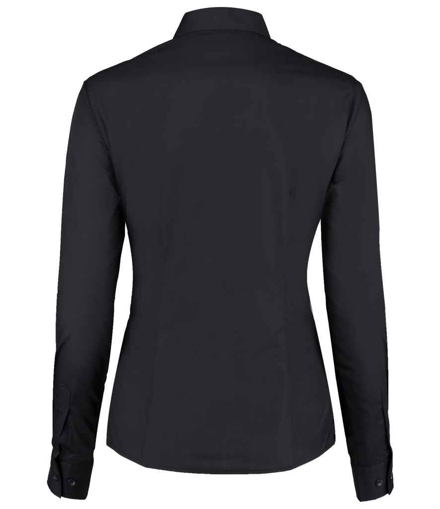 Kustom Kit Ladies Long Sleeve Tailored Mandarin Collar Shirt - Black