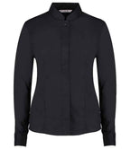 Kustom Kit Ladies Long Sleeve Tailored Mandarin Collar Shirt - Black