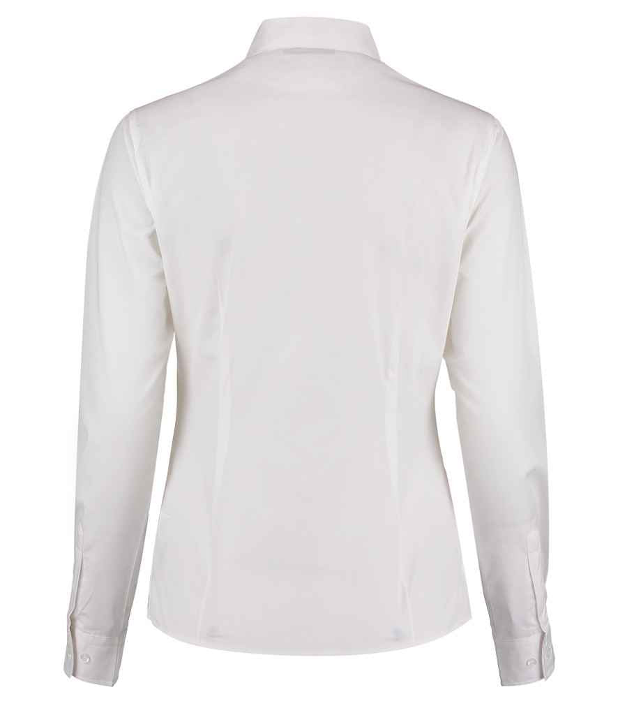 Kustom Kit Ladies Long Sleeve Tailored Mandarin Collar Shirt - White