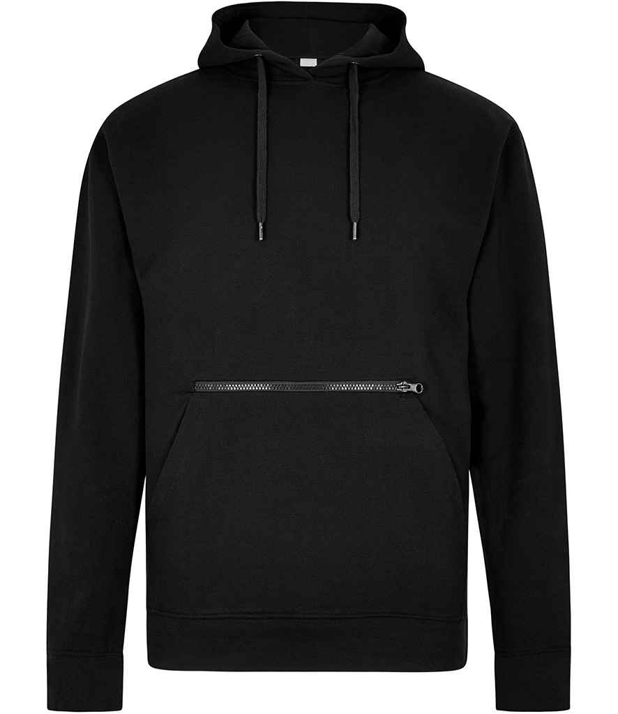 Kustom Kit Regular Fit Piqué Zipped Pocket Hoodie - Black