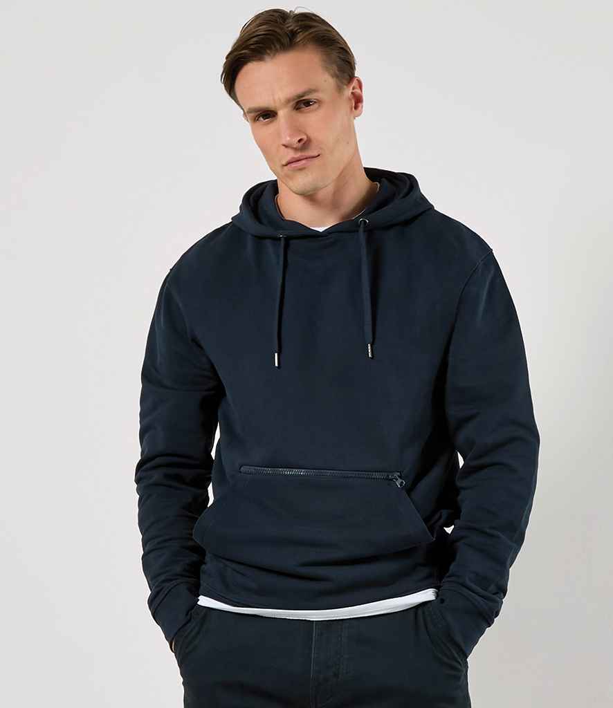 Kustom Kit Regular Fit Piqué Zipped Pocket Hoodie - Navy