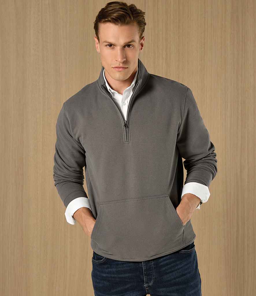 Kustom Kit Regular Fit 1/4 Zip Piqué Sweatshirt - Dark Grey