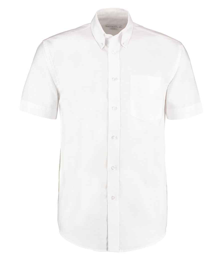 Kustom Kit Short Sleeve Classic Fit Workwear Oxford Shirt - White