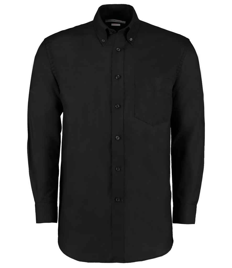 Kustom Kit Long Sleeve Classic Fit Workwear Oxford Shirt - Black