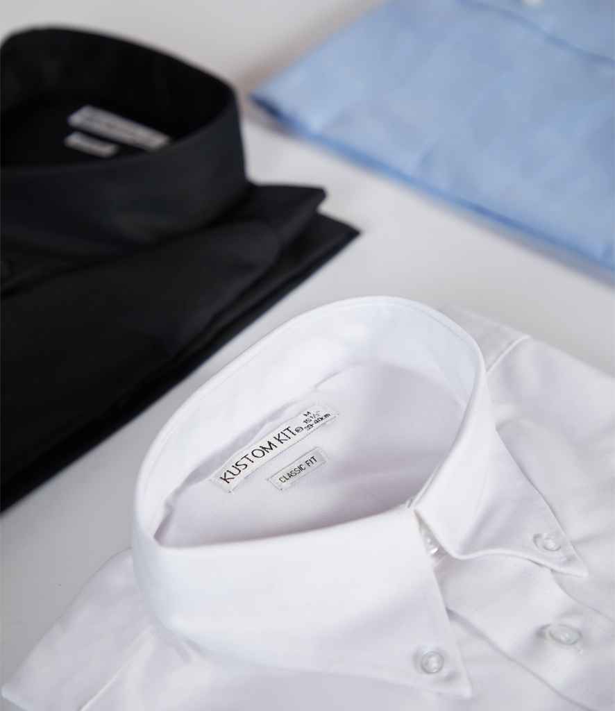 Kustom Kit Long Sleeve Classic Fit Workwear Oxford Shirt - White