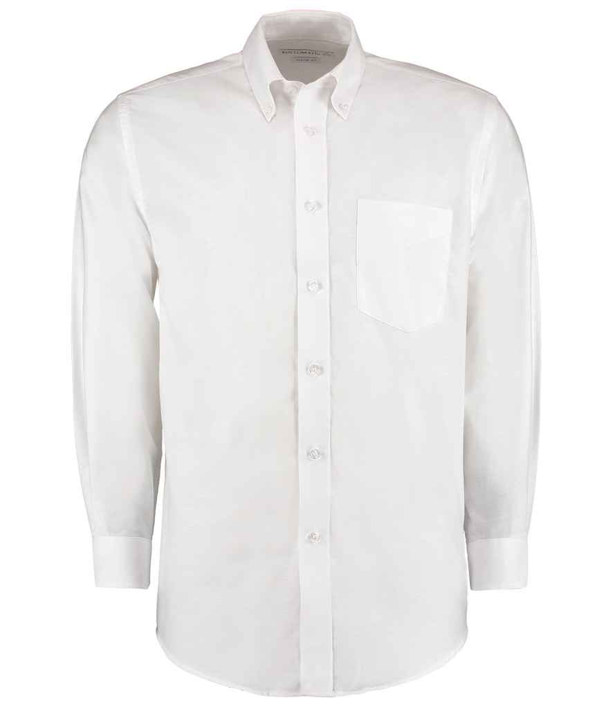 Kustom Kit Long Sleeve Classic Fit Workwear Oxford Shirt - White