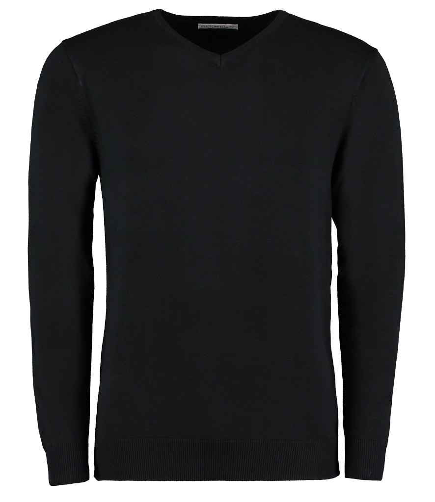Kustom Kit Arundel Cotton Acrylic V Neck Sweater - Black