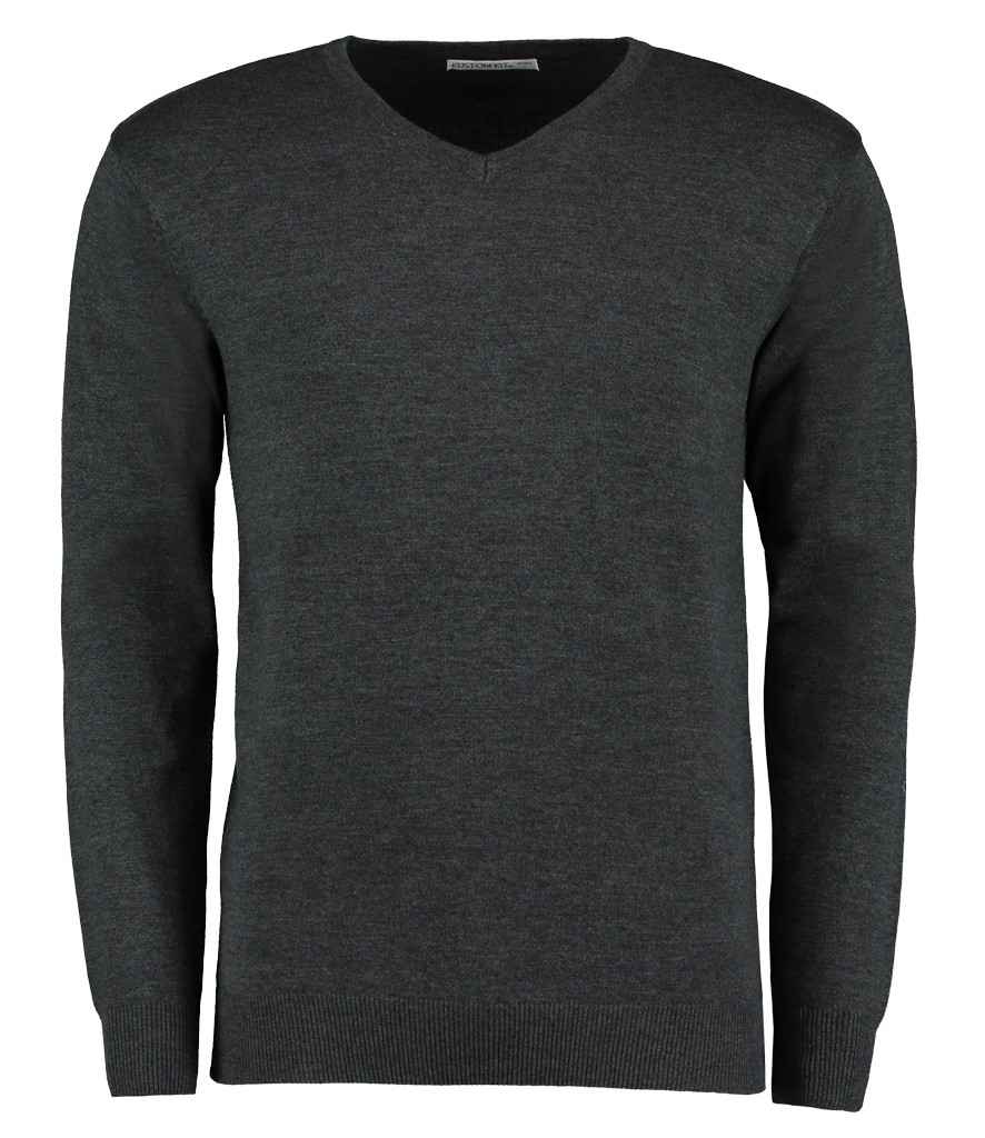 Kustom Kit Arundel Cotton Acrylic V Neck Sweater - Graphite Grey