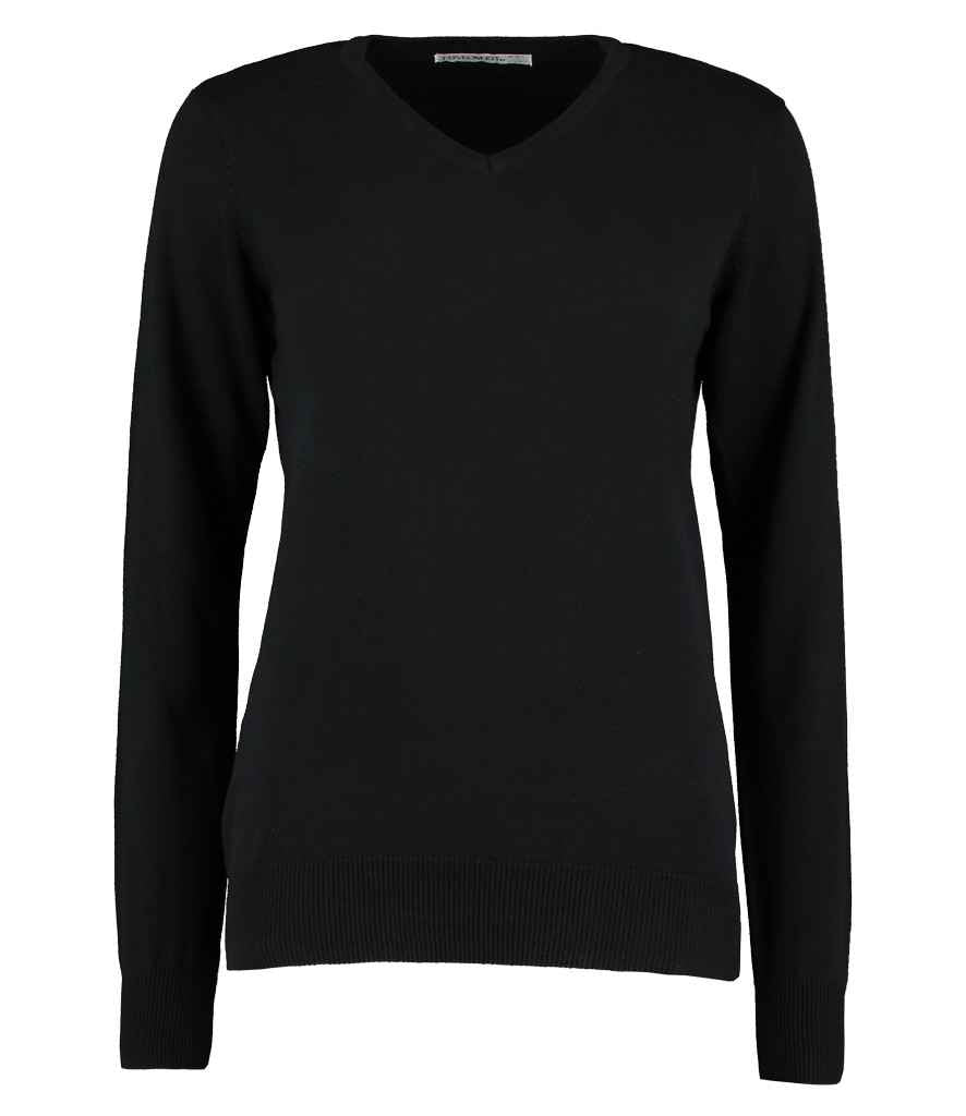 Kustom Kit Ladies Arundel Cotton Acrylic V Neck Sweater - Black