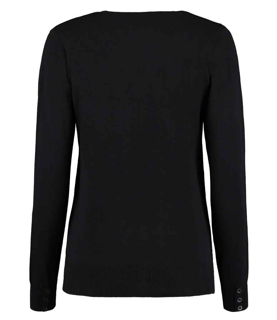 Kustom Kit Ladies Arundel Cotton Acrylic V Neck Cardigan - Black