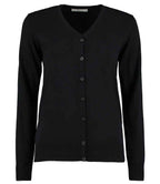 Kustom Kit Ladies Arundel Cotton Acrylic V Neck Cardigan - Black