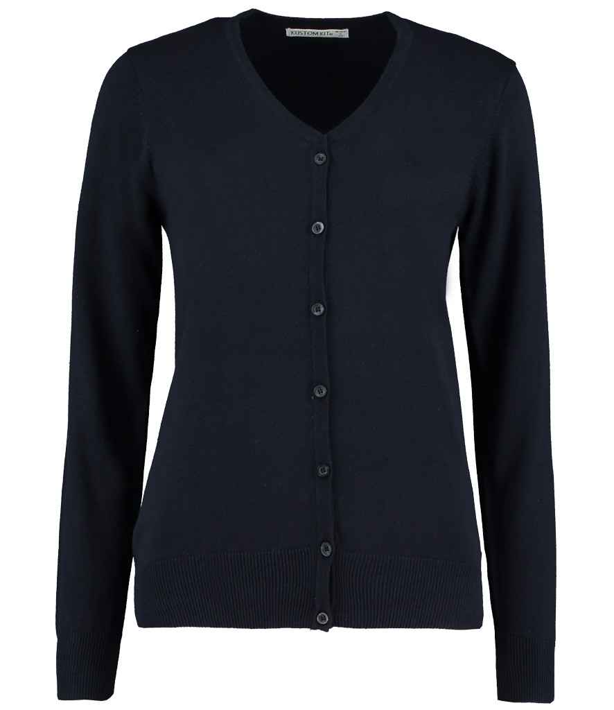 Kustom Kit Ladies Arundel Cotton Acrylic V Neck Cardigan - Navy