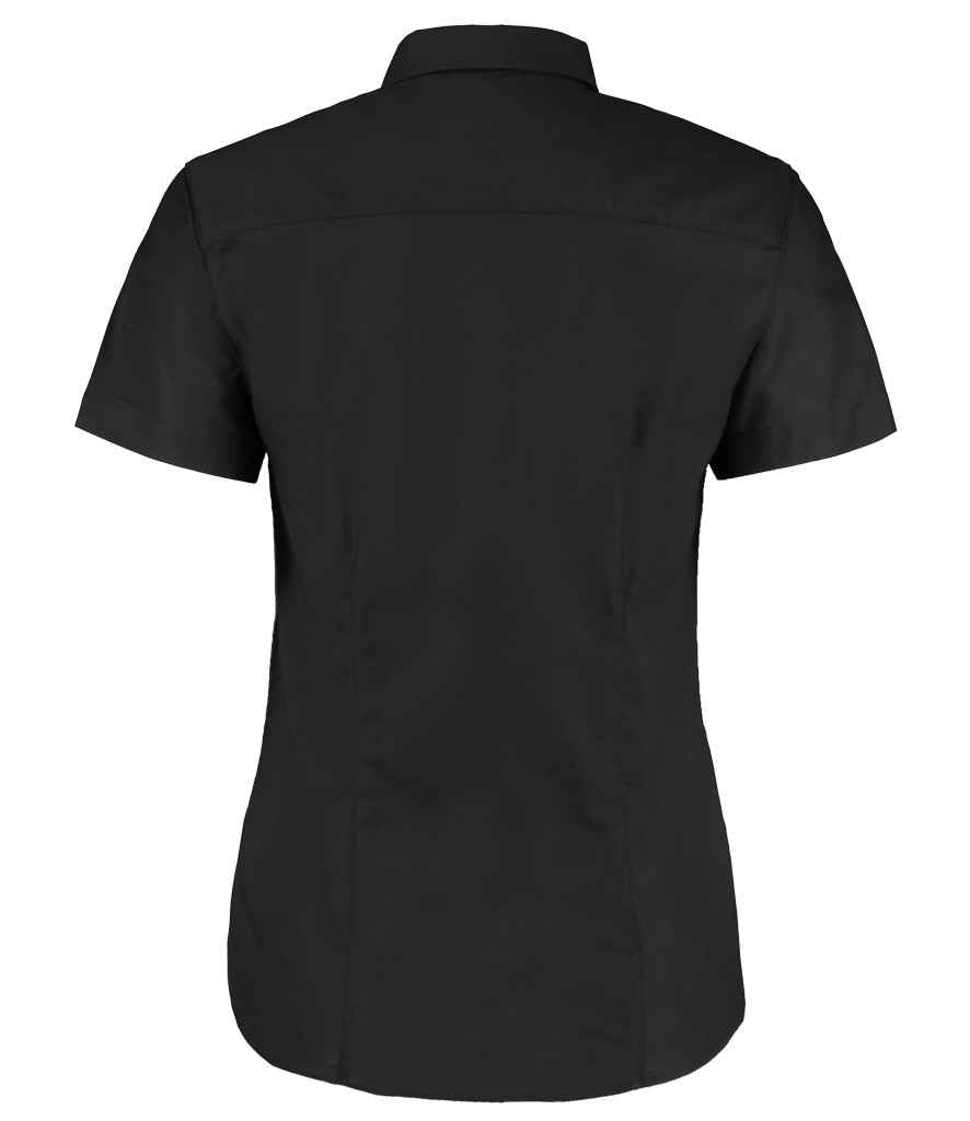 Kustom Kit Ladies Short Sleeve Tailored Workwear Oxford Shirt - Black