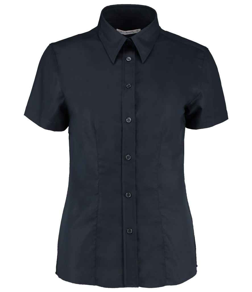 Kustom Kit Ladies Short Sleeve Tailored Workwear Oxford Shirt - French Navy