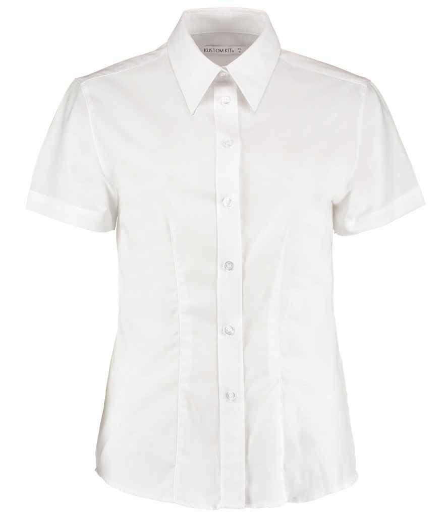 Kustom Kit Ladies Short Sleeve Tailored Workwear Oxford Shirt - White