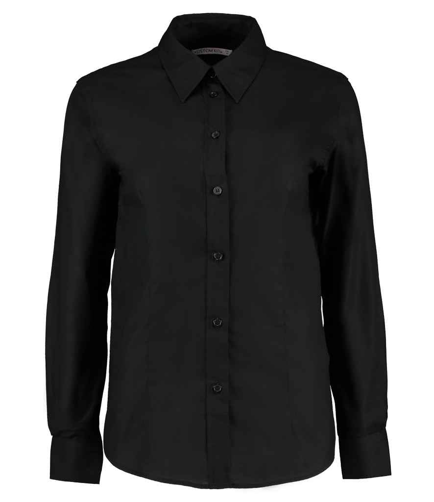 Kustom Kit Ladies Long Sleeve Tailored Workwear Oxford Shirt - Black