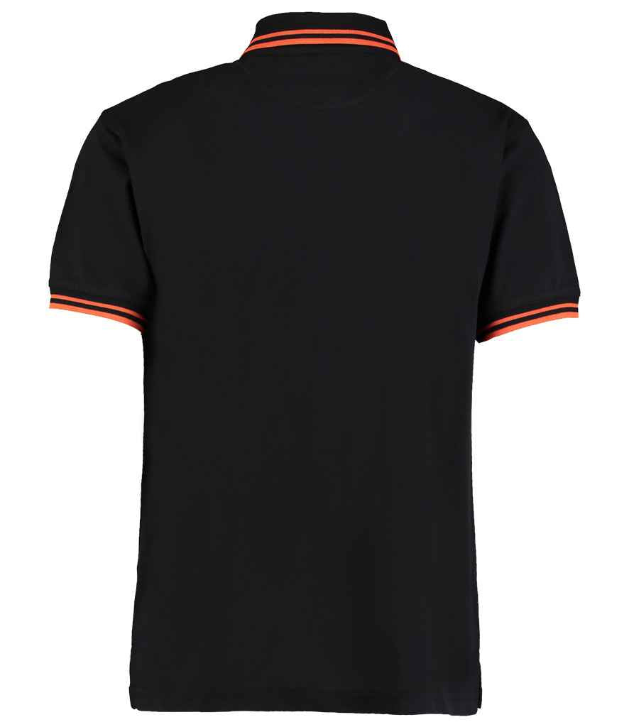 Kustom Kit Contrast Tipped Poly/Cotton Piqué Polo Shirt - Black/Orange