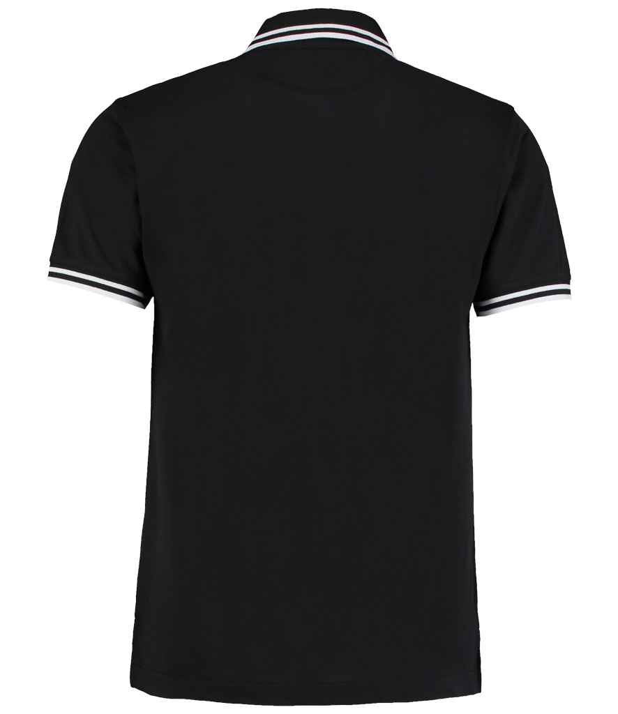Kustom Kit Contrast Tipped Poly/Cotton Piqué Polo Shirt - Black/White