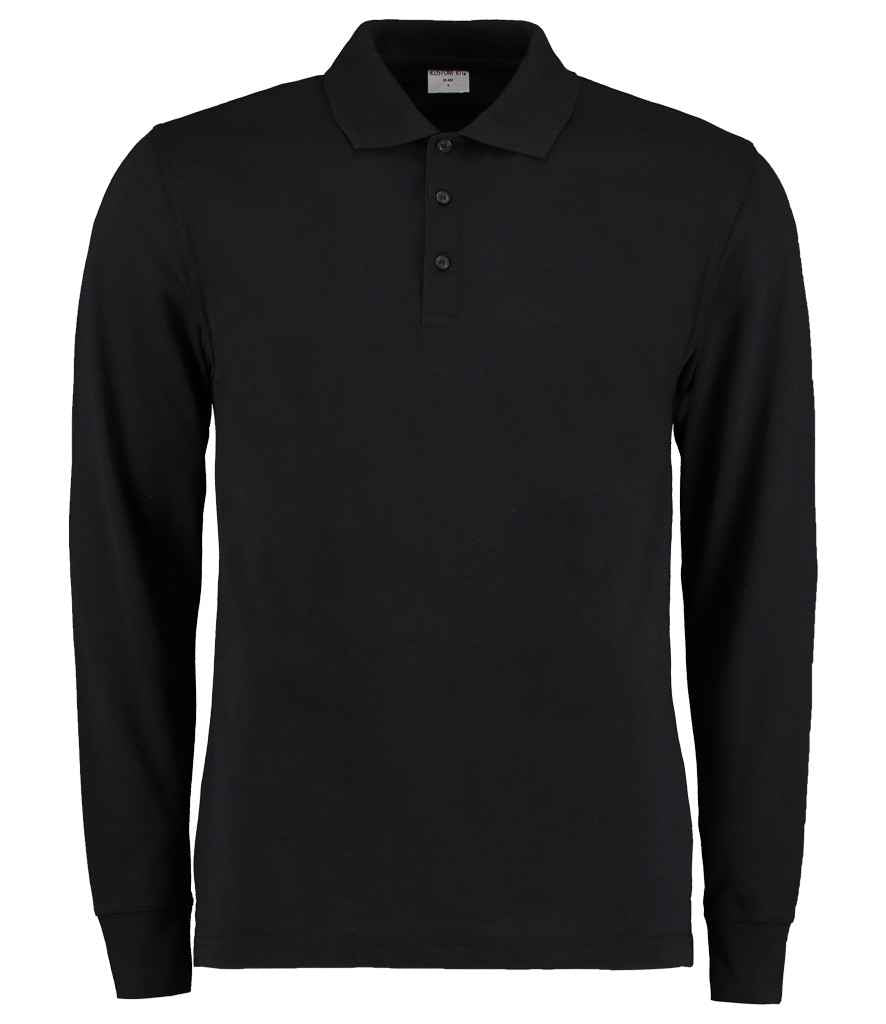Kustom Kit Long Sleeve Poly/Cotton Piqué Polo Shirt - Black