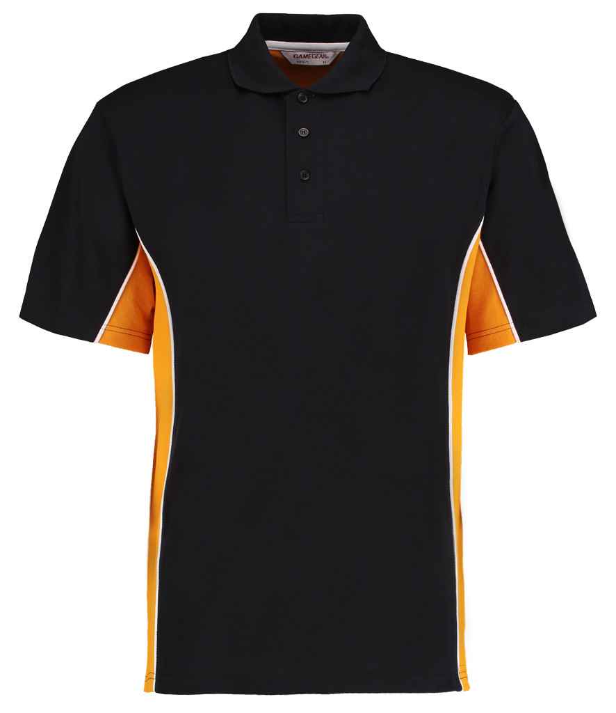 Kustom Kit Track Poly/Cotton Piqué Polo Shirt - Black/Gold