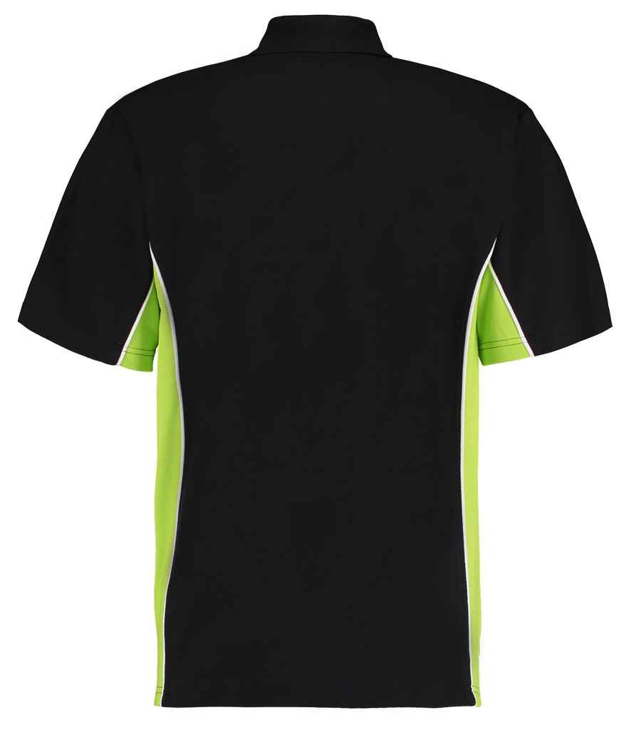 Kustom Kit Track Poly/Cotton Piqué Polo Shirt - Black/Lime Green