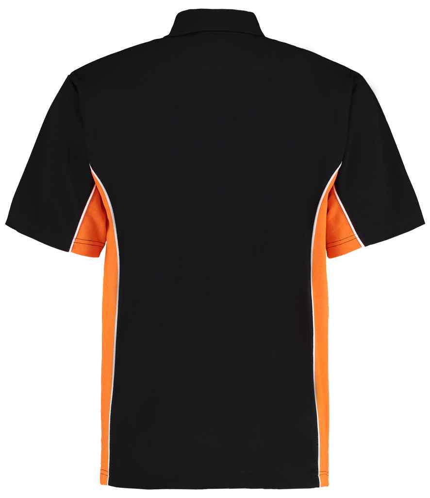 Kustom Kit Track Poly/Cotton Piqué Polo Shirt - Black/Orange