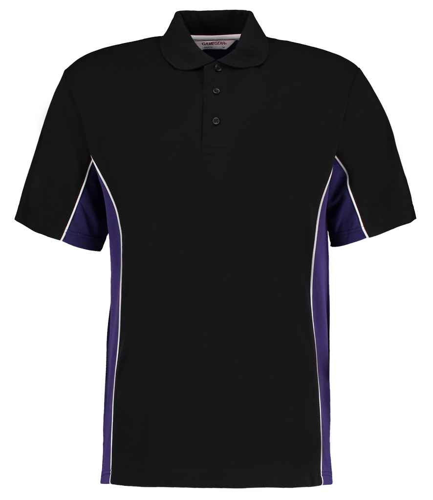 Kustom Kit Track Poly/Cotton Piqué Polo Shirt - Black/Purple
