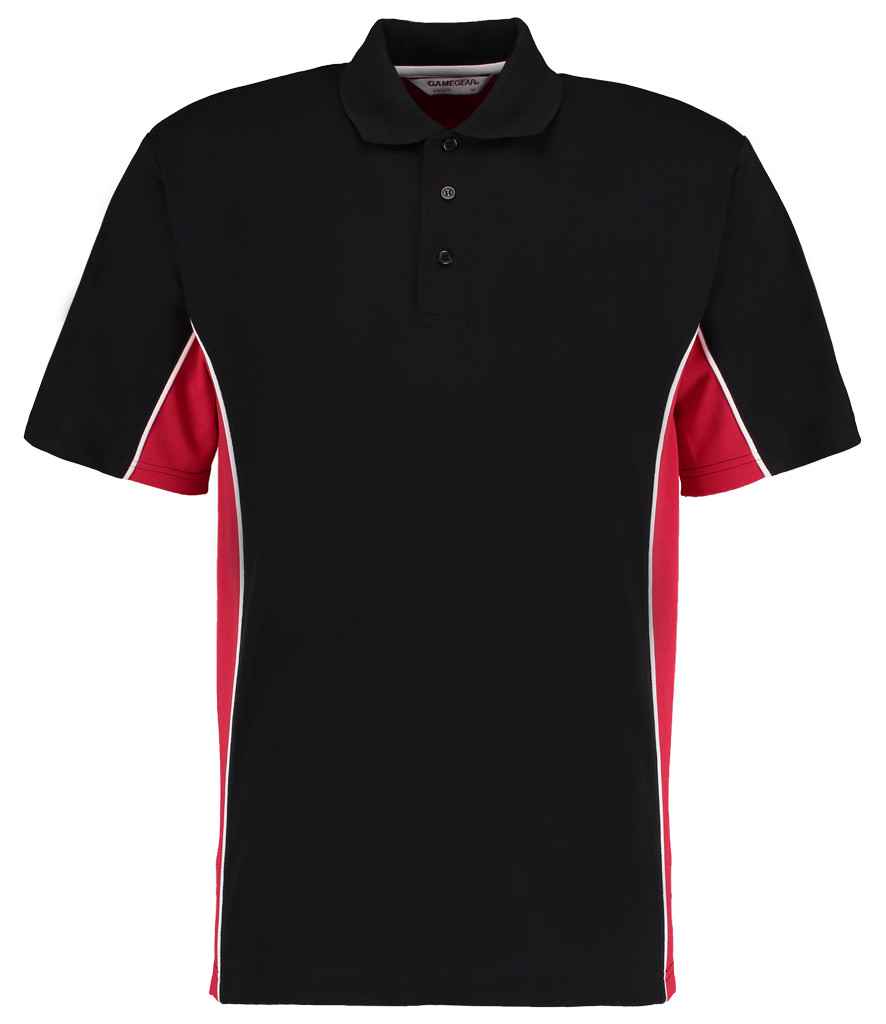Kustom Kit Track Poly/Cotton Piqué Polo Shirt - Black/Red