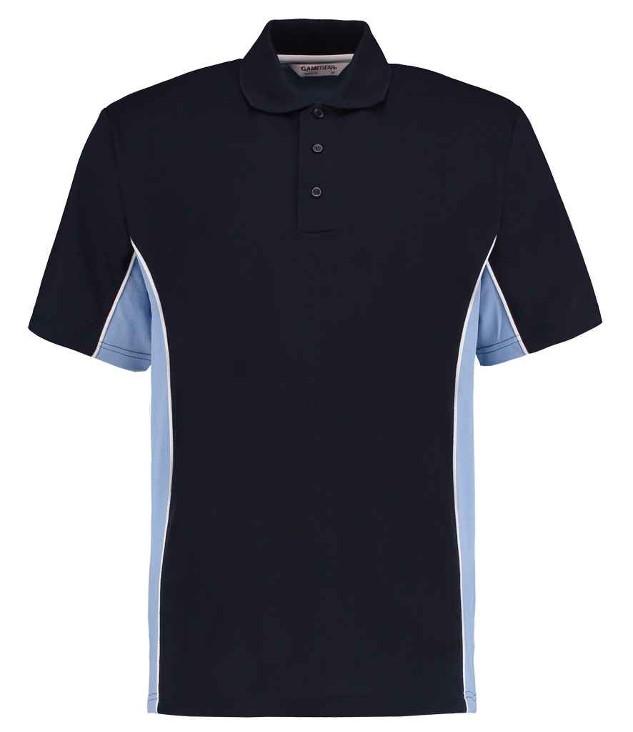 Kustom Kit Track Poly/Cotton Piqué Polo Shirt - Navy/Light Blue