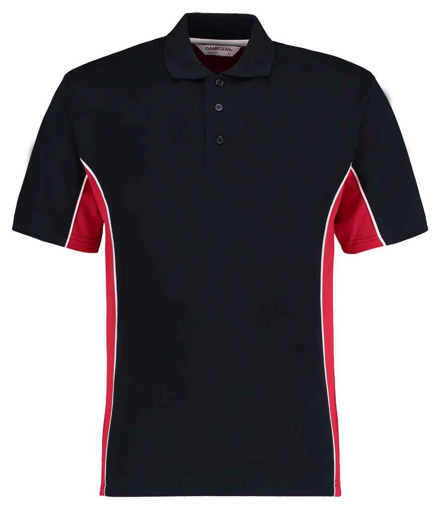 Kustom Kit Track Poly/Cotton Piqué Polo Shirt - Navy/Red