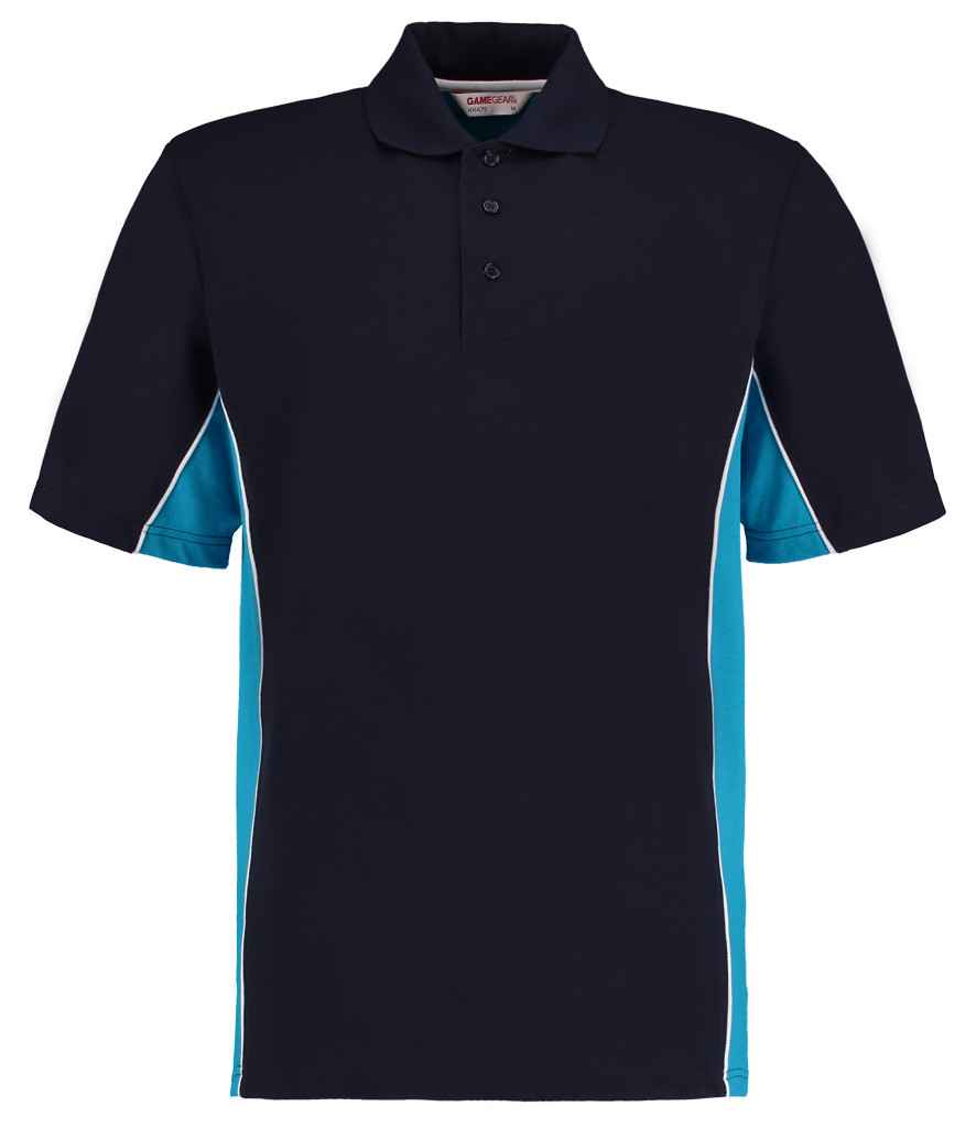 Kustom Kit Track Poly/Cotton Piqué Polo Shirt - Navy/Turquoise Blue