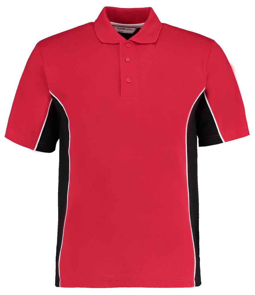 Kustom Kit Track Poly/Cotton Piqué Polo Shirt - Red/Black