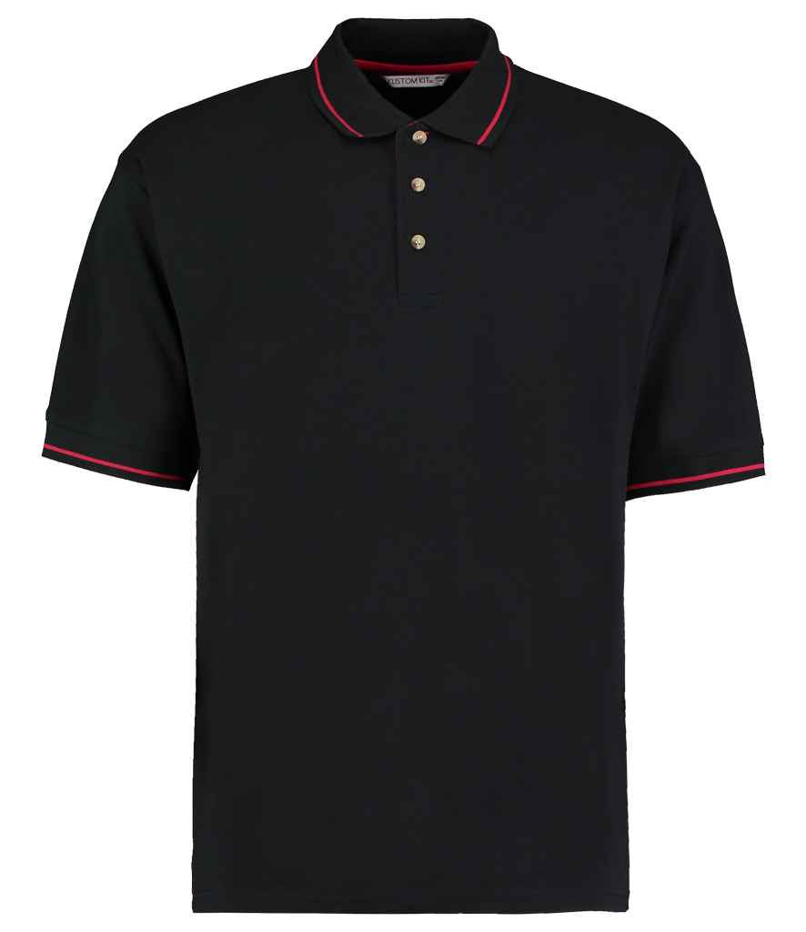 Kustom Kit St Mellion Tipped Cotton Piqué Polo Shirt - Black/Red