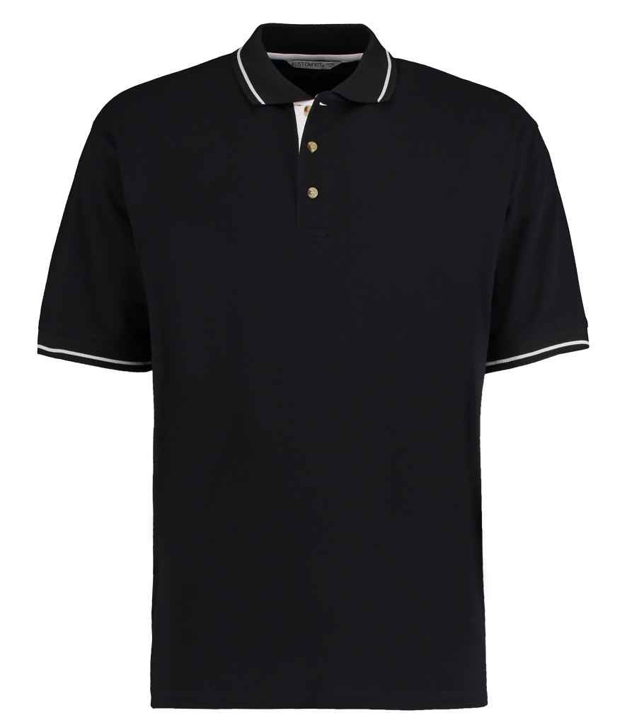 Kustom Kit St Mellion Tipped Cotton Piqué Polo Shirt - Black/White