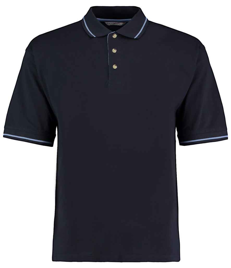 Kustom Kit St Mellion Tipped Cotton Piqué Polo Shirt - Navy/Light Blue