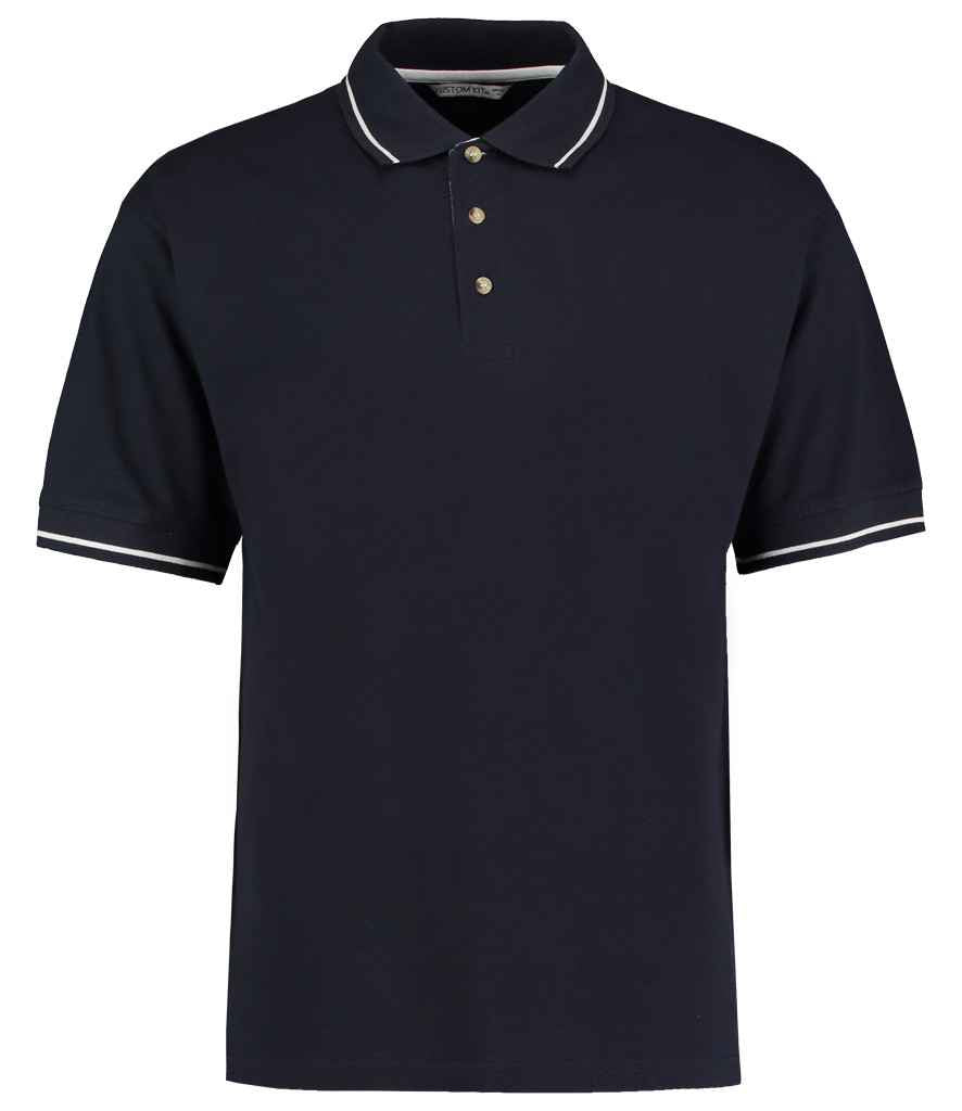 Kustom Kit St Mellion Tipped Cotton Piqué Polo Shirt - Navy/White