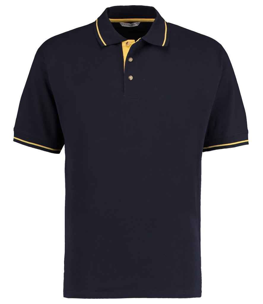 Kustom Kit St Mellion Tipped Cotton Piqué Polo Shirt - Navy/Yellow