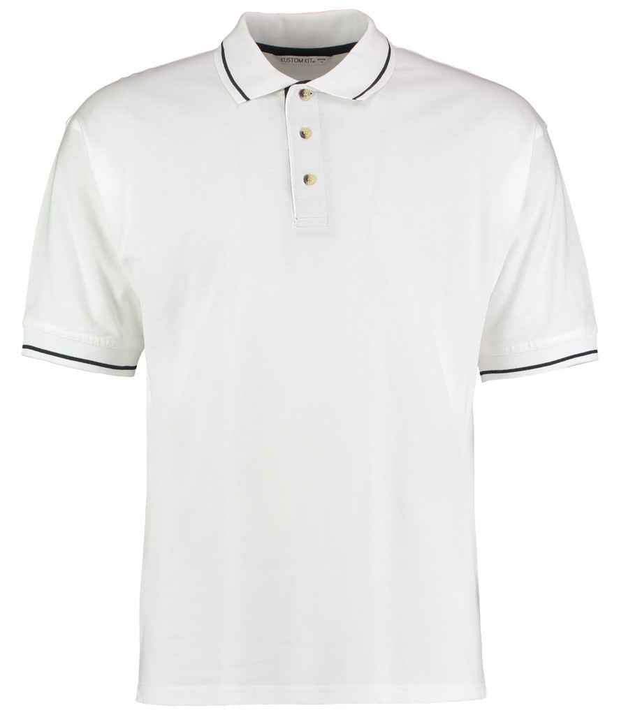 Kustom Kit St Mellion Tipped Cotton Piqué Polo Shirt - White/Navy