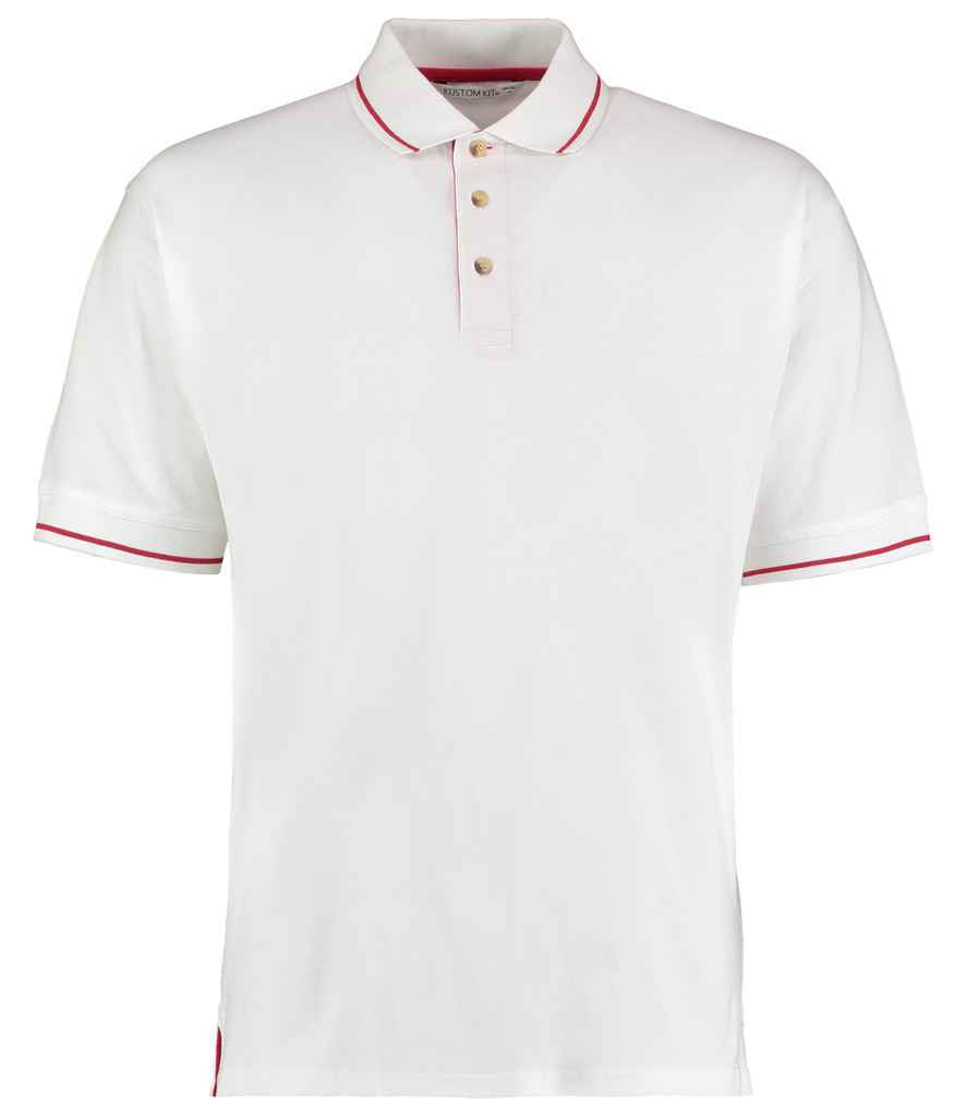 Kustom Kit St Mellion Tipped Cotton Piqué Polo Shirt - White/Red