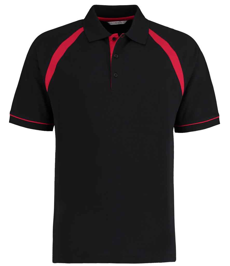 Kustom Kit Oak Hill Cotton Piqué Polo Shirt - Black/Bright Red