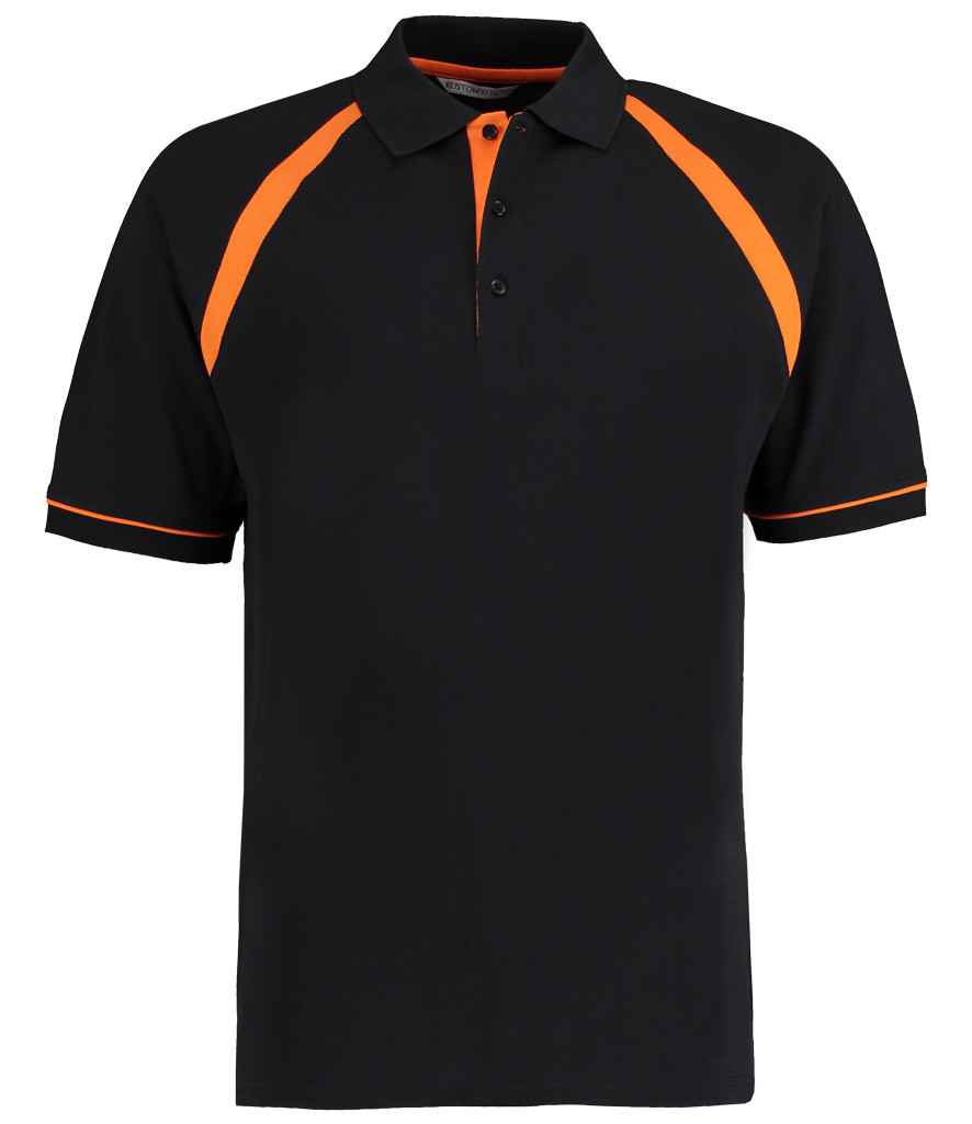Kustom Kit Oak Hill Cotton Piqué Polo Shirt - Black/Orange