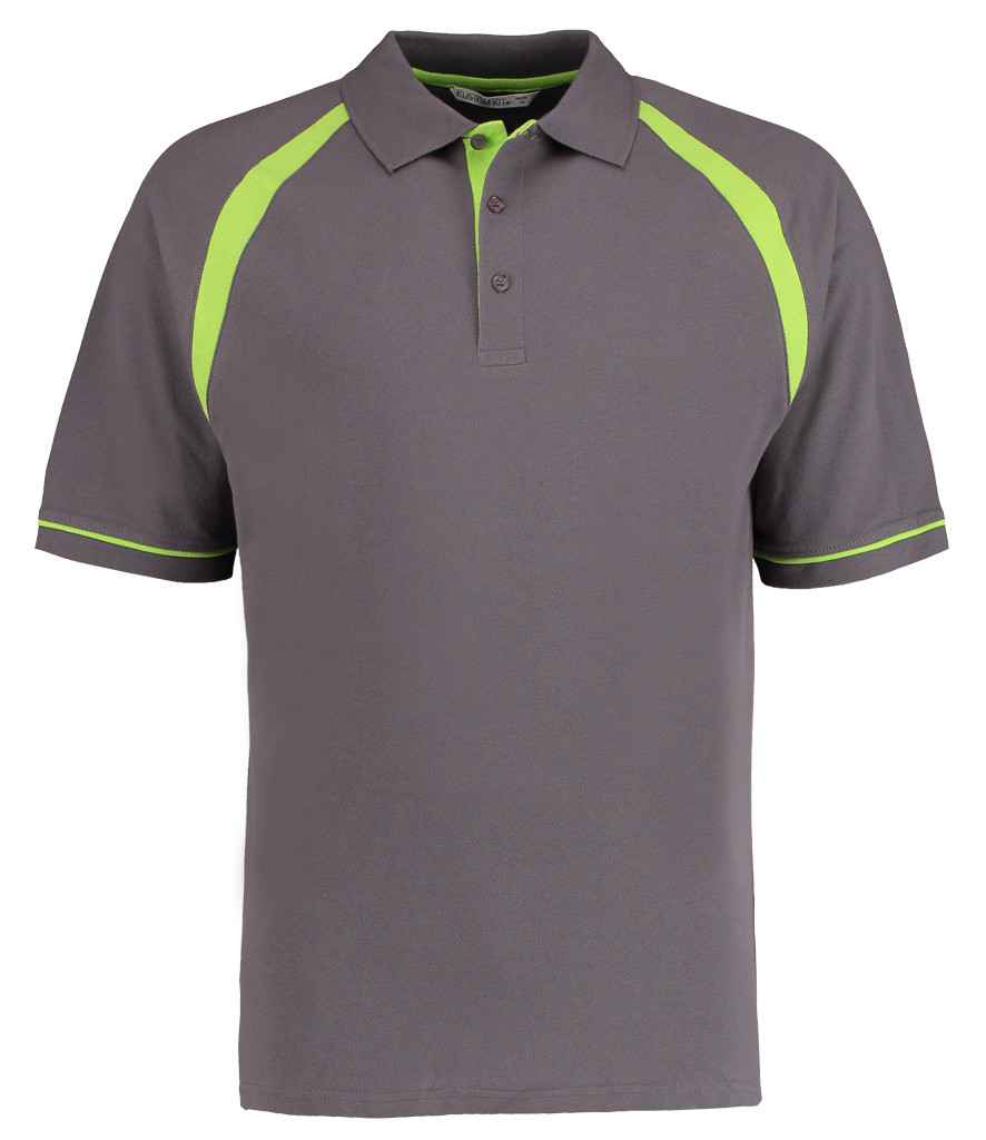 Kustom Kit Oak Hill Cotton Piqué Polo Shirt - Charcoal/Lime Green
