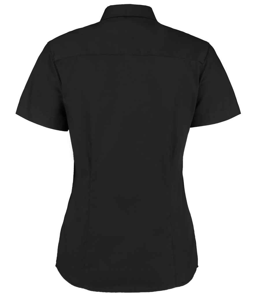 Kustom Kit Ladies Premium Short Sleeve Tailored Oxford Shirt - Black