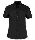 Kustom Kit Ladies Premium Short Sleeve Tailored Oxford Shirt - Black