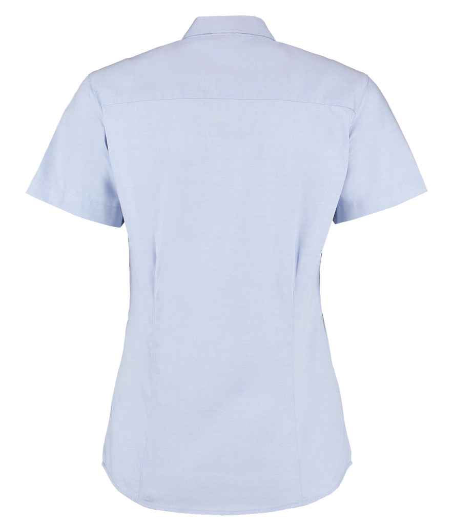 Kustom Kit Ladies Premium Short Sleeve Tailored Oxford Shirt - Light Blue