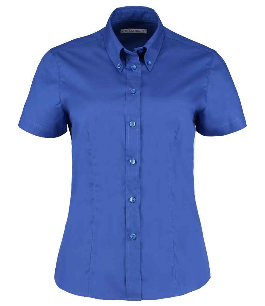 Kustom Kit Ladies Premium Short Sleeve Tailored Oxford Shirt - Royal Blue