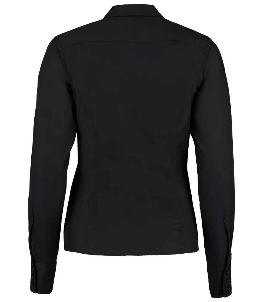 Kustom Kit Ladies Premium Long Sleeve Tailored Oxford Shirt - Black
